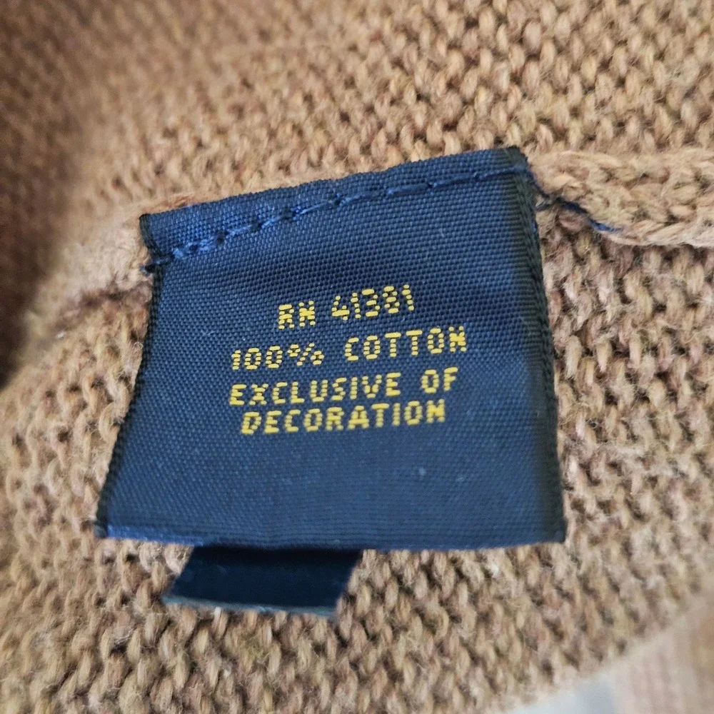 Polo Ralph Lauren Quarter Zip Sweater XL Brown Old Money Preppy Classic Cotton